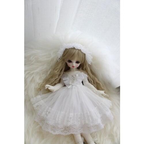 BJD Doll dress suitable for 1-3 1-4 1-6 size fashionable dress with white headband doll accessories