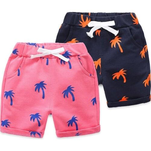 2019 new summer kids shorts boys girls Easy Beach pants loose army toddler Five points thin pants Children clothing Coconut tree