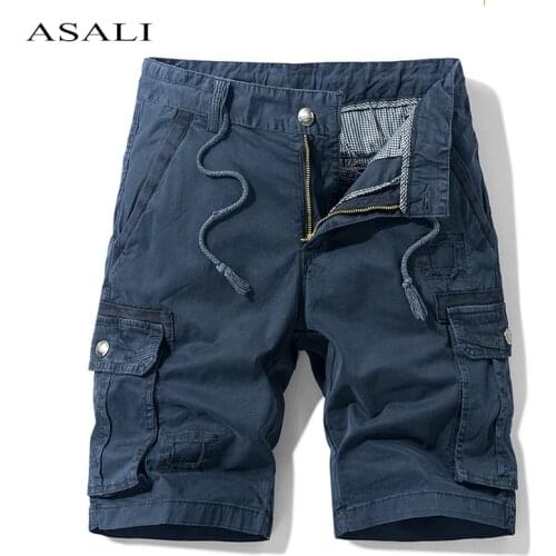 Summer Mens Cargo Casual Shorts Solid Color Men Loose Gyms Shorts Sportswear Fashion Jogging Cotton Short Pants Male Clothing