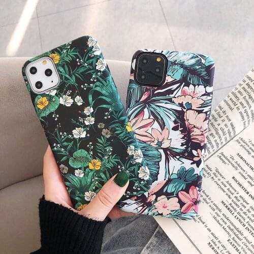 Silicone Shockproof Mobile Phone Case Printing Flower Frosted Shock Resistant Back Cover For iPhone 11 Pro X XR XS Max 7 8 Plus