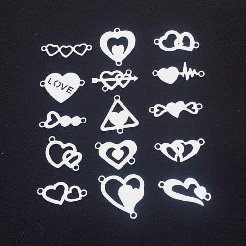 Stainless Steel Connector Assorted Heart Love Diy Jewelry Bracelet Making Component 30 Pcs a Lot Mixed Wholesale