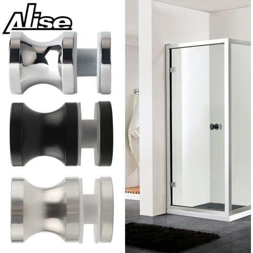 Solid 304 Stainless Steel Shower Glass Door Knob Bathroom Door Handle Cabinet Handles Drawer Brushed/Matte Black 3-15mm