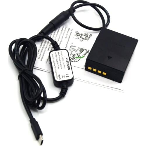 USB-C PD Adapter Cable+PS-BLH1 DC Coupler BLH-1 Dummy Battery For Olympus EM1 MARK II EM1-2 EM1 Mark 2