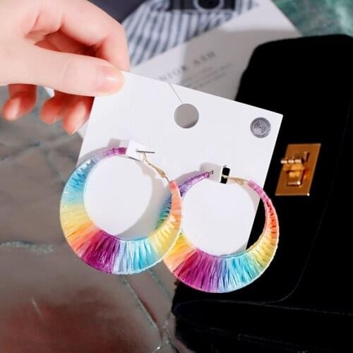 Bohemian Vintage Colorful Thread Round Earrings Boho Jewelry Fashion Woman Earring Jewelry Accessories