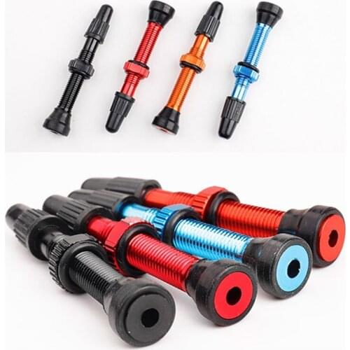 1Pc Bike Tire Air Valve Bike Tubeless Wheel Valve Kit Alloy Stem Rubber Base Bicycle Accessories Tools