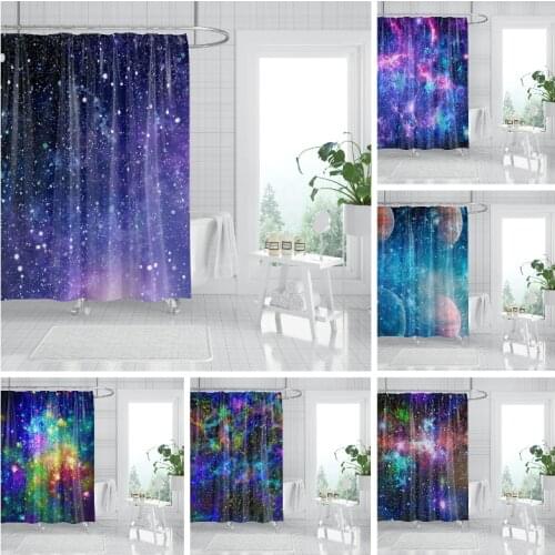 Universe Galaxy Shower Curtain 3D Psychedelic Starry Space Waterproof Bathtub Decoration Polyester Curtain Home Decor With Hooks