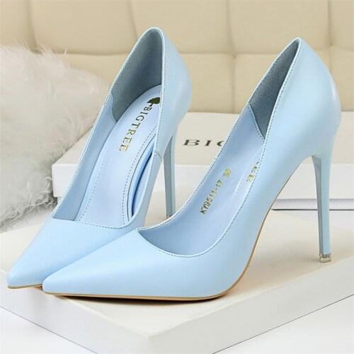 2021 Woman Sexy Fetish 10.5cm High Heels Shoes Female Blue Pink Yellow Stiletto Wedding Valentine Luxury Designed Pumps
