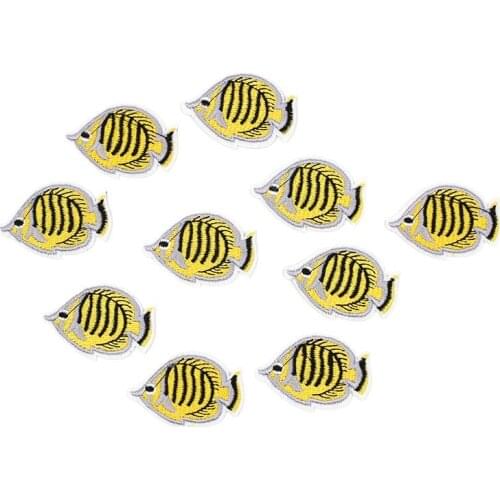 10pcs/lot Embroidered Iron On Small Fish Patches Diy Cute Clothing Appliques Sewing Baby Jeans Stickers Backpack Motif Badge