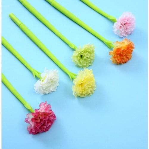 12 Pcs Creative Simulation Carnation Flower Silicone Gel Pen School Office Stationery Mothers Day / Teachers Day Gift