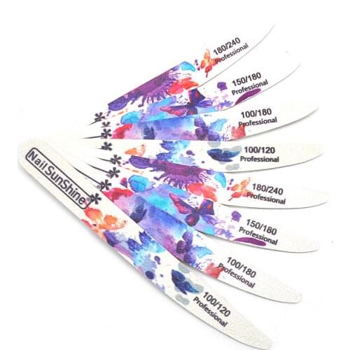 20 Pcs/lot Double Sided Wooden Nail Files Sanding Buffer 100/150/180/240 Professional Nails Files Nail Art Tips Manicure Tools