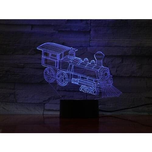 3D Lamp Old Train Colorful Decoration for Living Room Best Present for Children 7 Color with Remote Usb Led Night Light Lamp