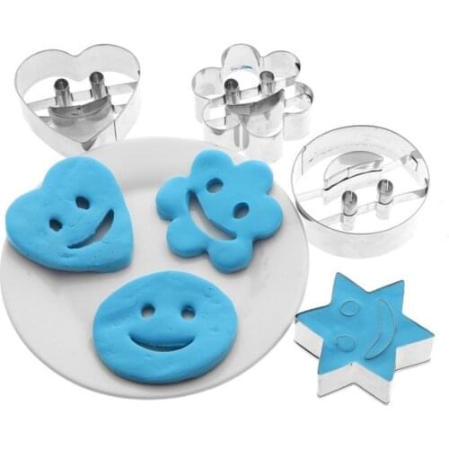 4Pcs Set Baking Mold Stainless Steel Smile Face Dessert Biscuit Cookie Cutter Cake Decorating Molds Cookware Kitchen Utensils