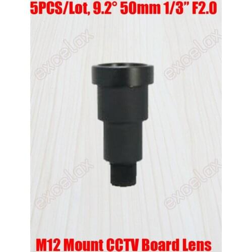 5PCS/Lot 1/3" 50mm VGA Resolution M12 Mount CCTV Lens F2.0 Long Focal Length Fixed Iris MTV Interface for Analog Security Camera