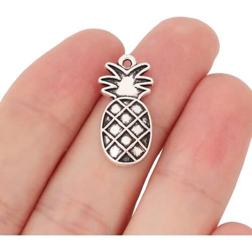 50 x Tibetan Silver Pineapple Fruit Charms Pendants Beads for DIY Necklace Bracelet Jewelry Making Findings 24x12mm
