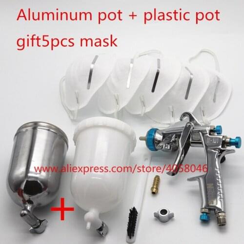 Aluminum pot + plastic pot, Japan W-101 HVLP SPRAY GUN Air Spray Gun Car Paint Gun manual spray gun, 1.0/1.3/1.5/1.8 mmnozzle