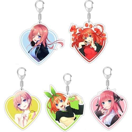 Anime The Quintessential Quintuplets Keychain Nakano Ichika Nino Miku Yotsuba Itsuki Sisters Heart Shape Acrylic Charm Key Chain