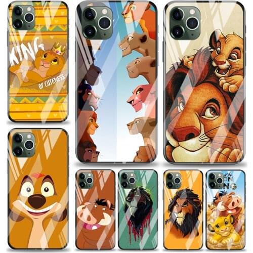 Disney Cartoon The Lion King For Apple iPhone 12 11 8 7 6 6S XS XR SE X 2020 Pro Max Mini Plus Tempered Glass Cover