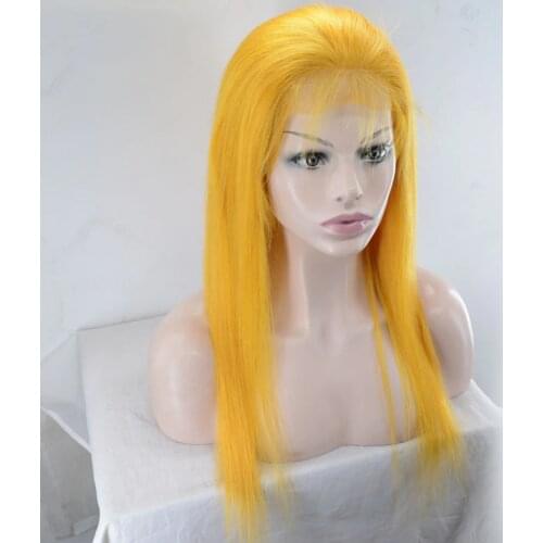 Human Hair 16 inch orange Long Straight Lace Front Wigs 13* 4 Swiss Lace lace frontal wog for women with body hair