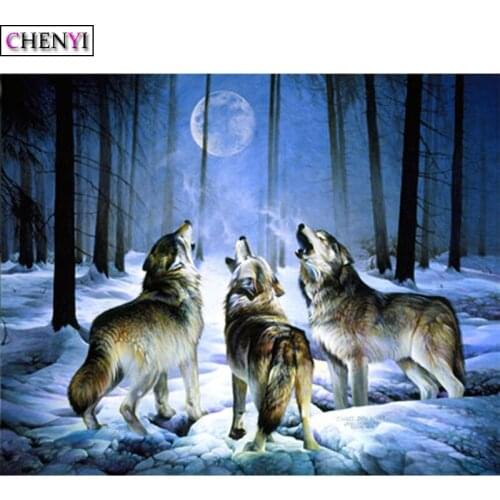 CHENYI 5D DIY Embroidery Diamond Painting Animal Wolf Diamond Mosaic Full Square Needles Art Decoration Picture Of Rhinestones
