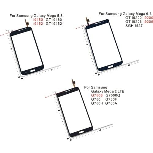 For Samsung Galaxy Mega 6.3 GT-I9200 i9200 i9205 i9150 i9152 G7508 Q G750 Touch Screen Digitizer Outer Front Glass Lens Panel