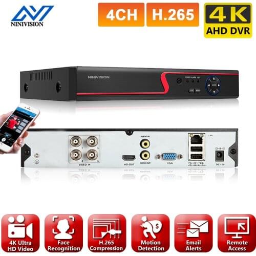 NINIVISION 8.0MP AHD DVR 4CH 6 In 1 HYBRID Security Recorder For 4K 8MP 5MP 4MP 1080P AHD TVI CVI Analog Camera Motion Detection