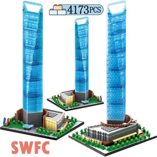 City Shanghai Financial Center Famous Architecture Bricks Creator 3D Mini Diamond Diy Building Blocks Toys for Children Gift