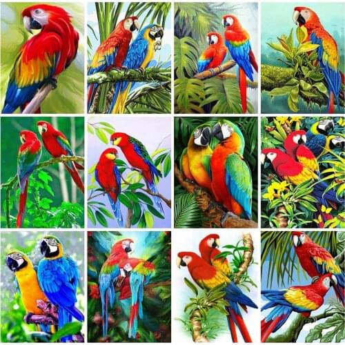 HUACAN Full Square Diamond Painting Parrot Diamond Embroidery Mosaic Sale Animal Handicraft Home Decor