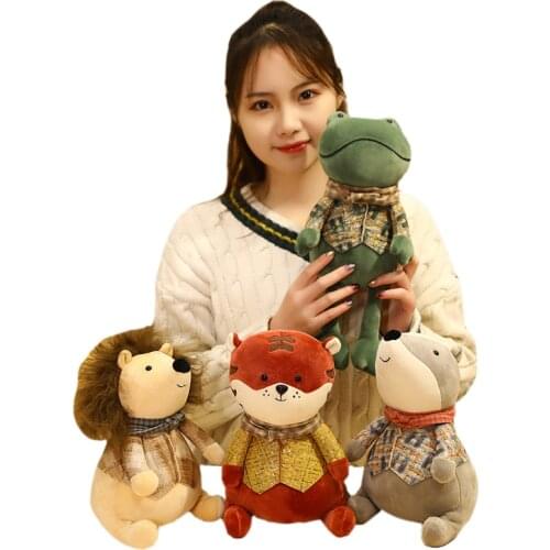 23/32cm New Cute Zoo Animal Hedgehog/Badger Plush Toy Kawaii FFrog/lion/tiger Doll Kids/Girl/Lover Birthday Gift