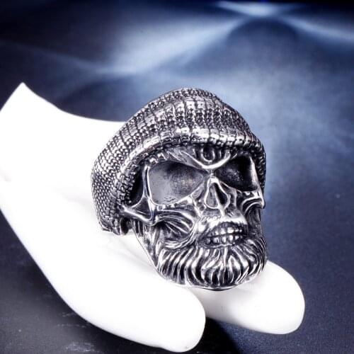 INSCHIC Hyperbole Vintage Style Horror Skeleton Retro Rings For Men Boy Stainless Steel Jewelry Valentine Gift Rock Hip Hop Ring