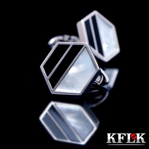 KFLK 2020 shirt cufflinks for mens Gifts Brand Black cuff buttons cuff links Shell High Quality abotoaduras top grade Jewelry