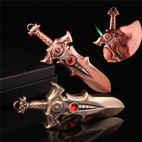 Creative Metal Sword Lighter Free Torch Butane Gas Cigarette Lighter Inflatable Lighter Hardware Accessories Gift Mens Toys