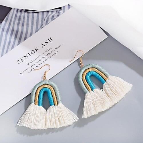 Fashion Boho Tassel Rainbow Earrings Bijoux Wedding Earrings Handmade Long Statement Earrings For Women