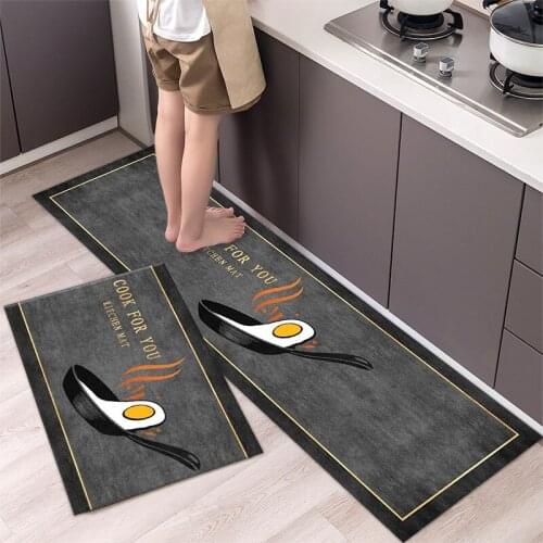 Fashionable Simple Nordic StyleWaterproof Kitchen Floor Mat Household Carpet Long Strip Door Mat Modern Home Decor