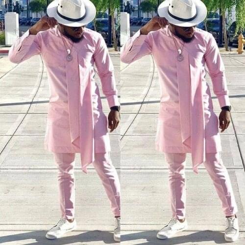 VEIAI Costume Homme Mariage Pink Long Tuxedo Men Suits Prom Wedding Men Blazer Groom Terno Masculino Slim Fit 2 Pcs Jacket+Pant