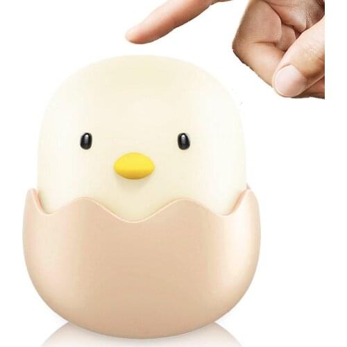 Novelty Chicks With Sleeping Light Cartoon Silicone USB Charging Eggshell Chicken Emotional Light Tumbler Bedside Night Light