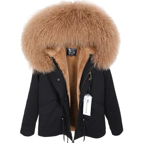 New fashion new Oversized Lamb fur collar Parker Plus velvet Thicken Loose version coat coat