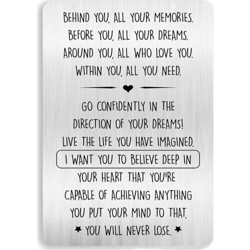 Graduation Gifts for Him Her Son Daughter,Inspirational Engraved Metal Wallet Card Inserts for Birthday Christmas Gifts DIY