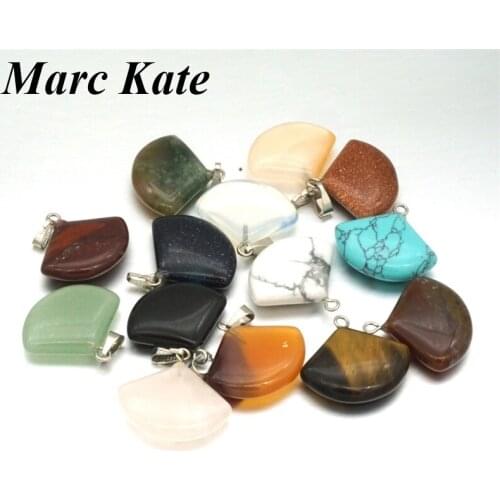 Assorted Natural Quartz Stone Pendant Rose Tiger Eye Opal Drop Circular Sector Charms Jewelry Fit DIY Necklace Earrings Making