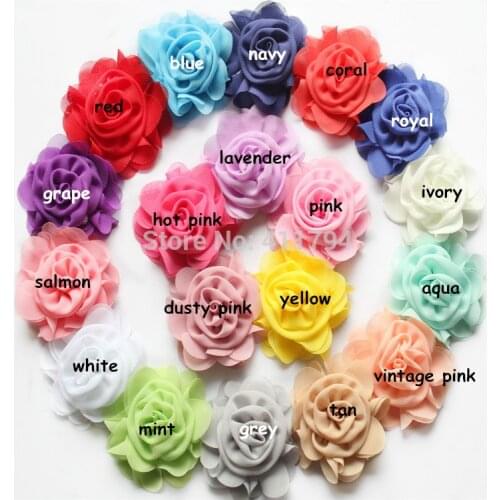 120 pcs/ lot , shabby chiffon flowers , shabby rose flowers for apperal hair accessories headband headwear 19 colors
