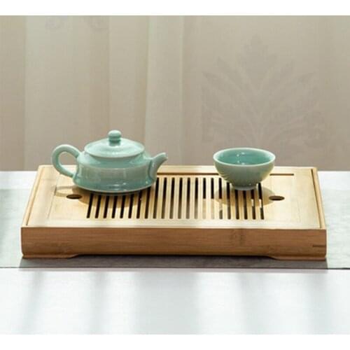 Rectangular Dry Tea Table Kung Fu Tea Tray Chinese Bamboo and Wood Drainage Water Storage Tea Tray Kung Fu Tea Set Service Tray