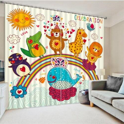 Curtain Luxury Blackout 3D Window Curtains For Living Room kids Bedroom Drapes cortinas Rideaux Customized size Cushion cover