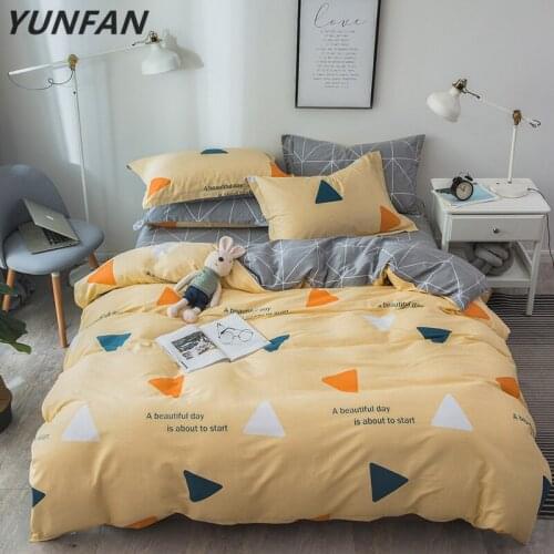Luxury Pure cotton geometric bedding set yellow duvet covers high quality bedspreader twin full queen king size quilt cover sets