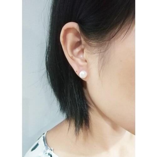 S925 Minimalism style real freshwater pearl earrings 10mm natural pearl stud earrings for women fasion jewellery gift