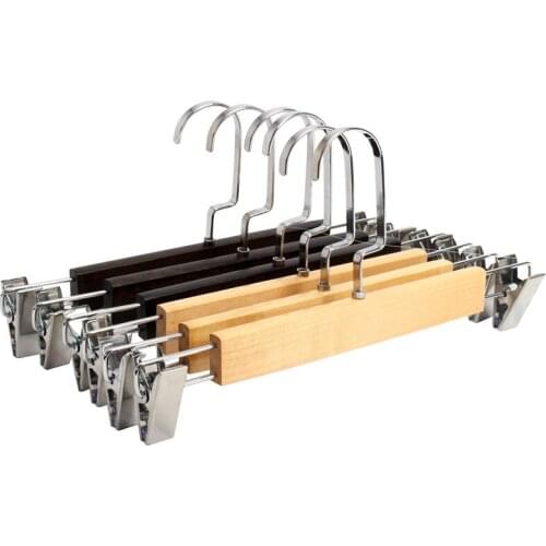 Sainwin 5pcs/lot Solid Wooden Trousers Racks/Thickened Trouser Clips/Anti-Skid Trouser Clip Pants Retro Hangers