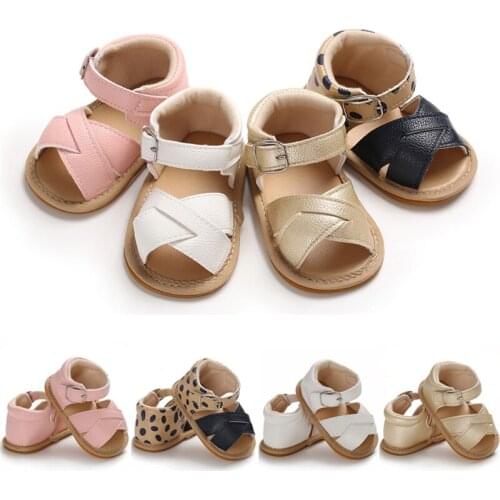 New Style Summer Baby Shoes Newborn Sandals Kids Boys Girls Sandals Solid Non-slip PU Leather Casual Prewalker Soft Sole Shoes