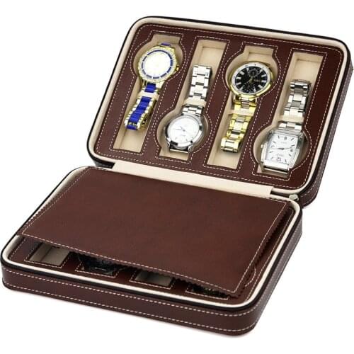 8 Girds Leather/Carbon Fiber Luxury Watch Box Jewelry Storage Box Organizer For Rings Bracelet Display Holder Case