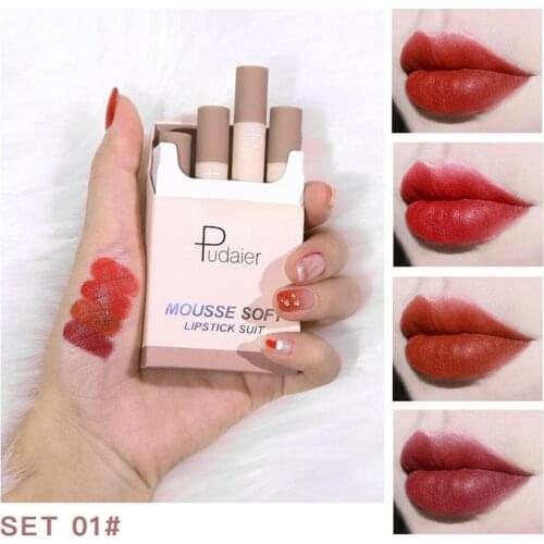 Smoke Tube Cigarette Lipstick Matte Batom Matte Lipstick Set Makeup Small Soft Moisturize Not Dry Maquiagem