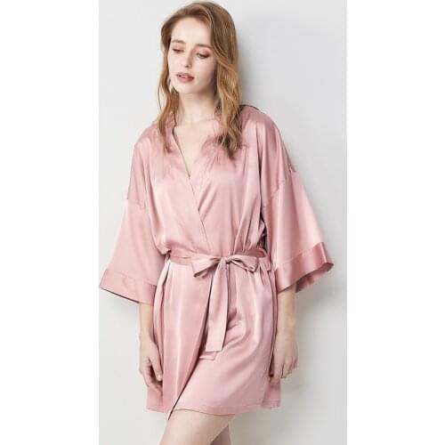 SR160 New Summer Rayon Silk Women Solid Robes Bride Bridesmaid Robes Kimono Bridal Robes Wedding Sleepwear Dressing Gown