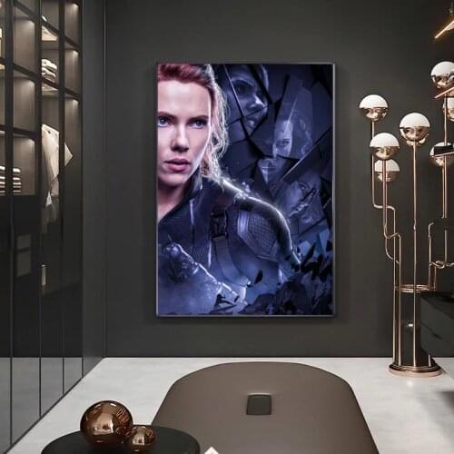 Marvel Superhero Movie Canvas Painting Hero Shards Effect Black Widow Film Posters and Prints Wall Pictures for Kids Home Decor