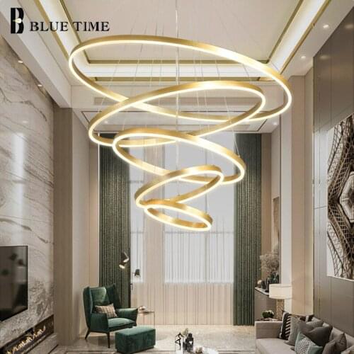 LED Chandeliers Circle Rings 110V 220V Hanging Lighting Home Indoor Decor Pendant Chandelier for Living Room Dining Room Parlor